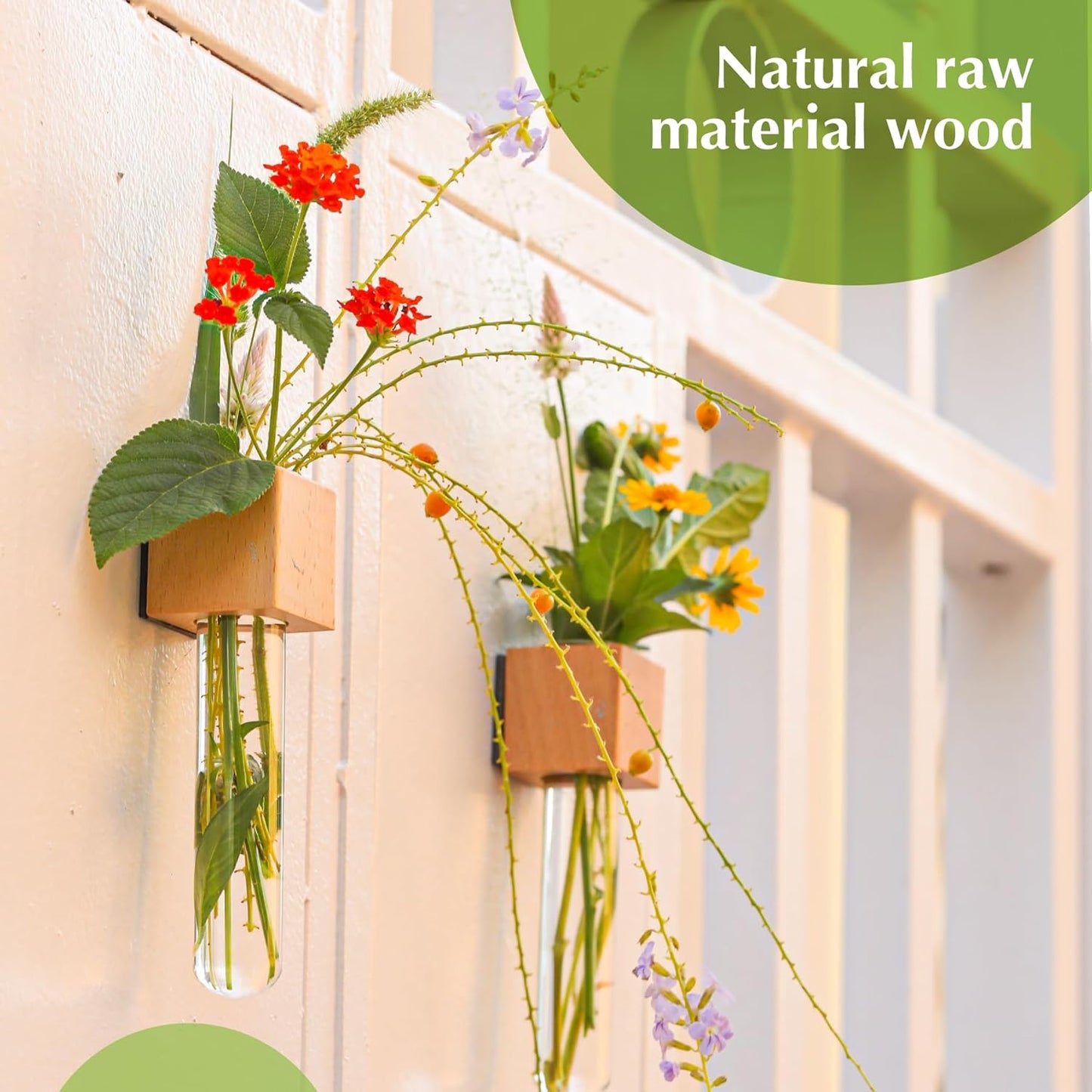 🌿 Mini Wooden Magnetic Glass Vase