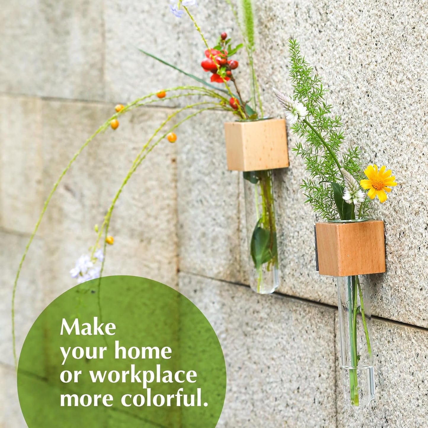 🌿 Mini Wooden Magnetic Glass Vase