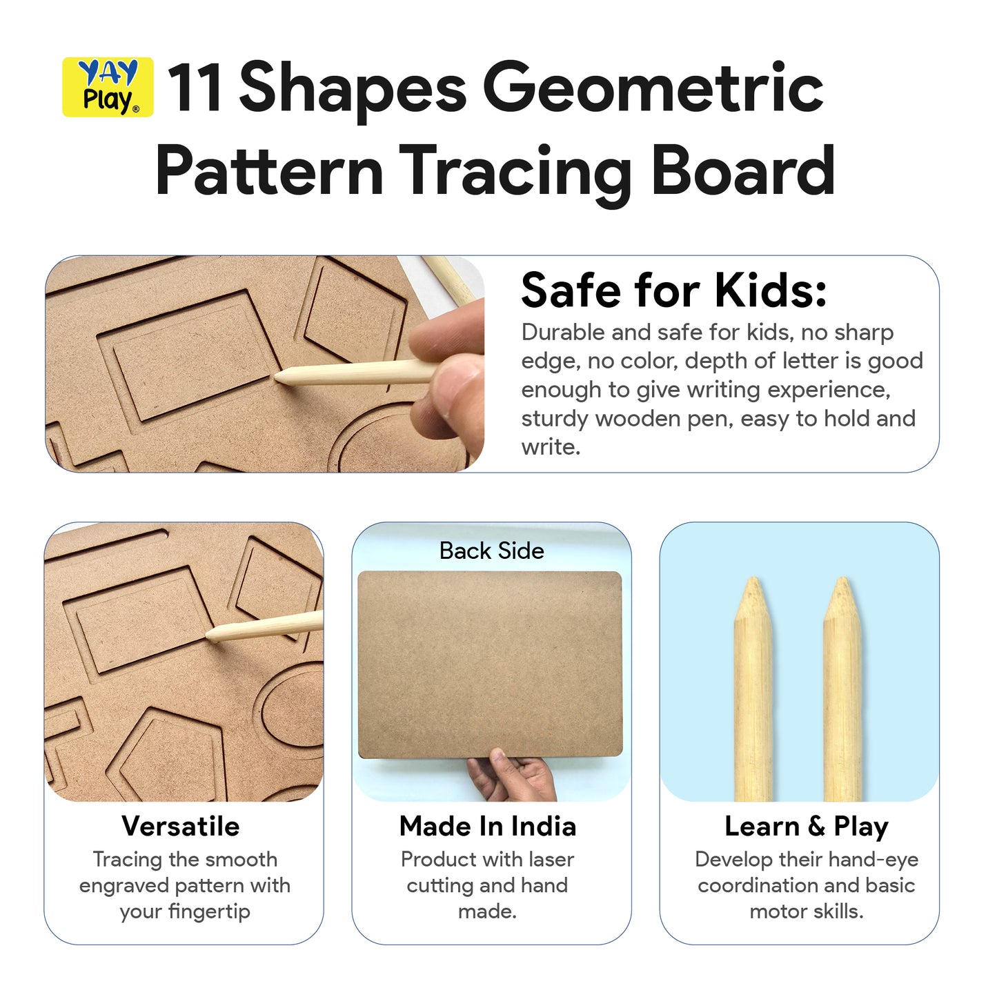 Geometric Tracing Board 11 shapes 2+ Years