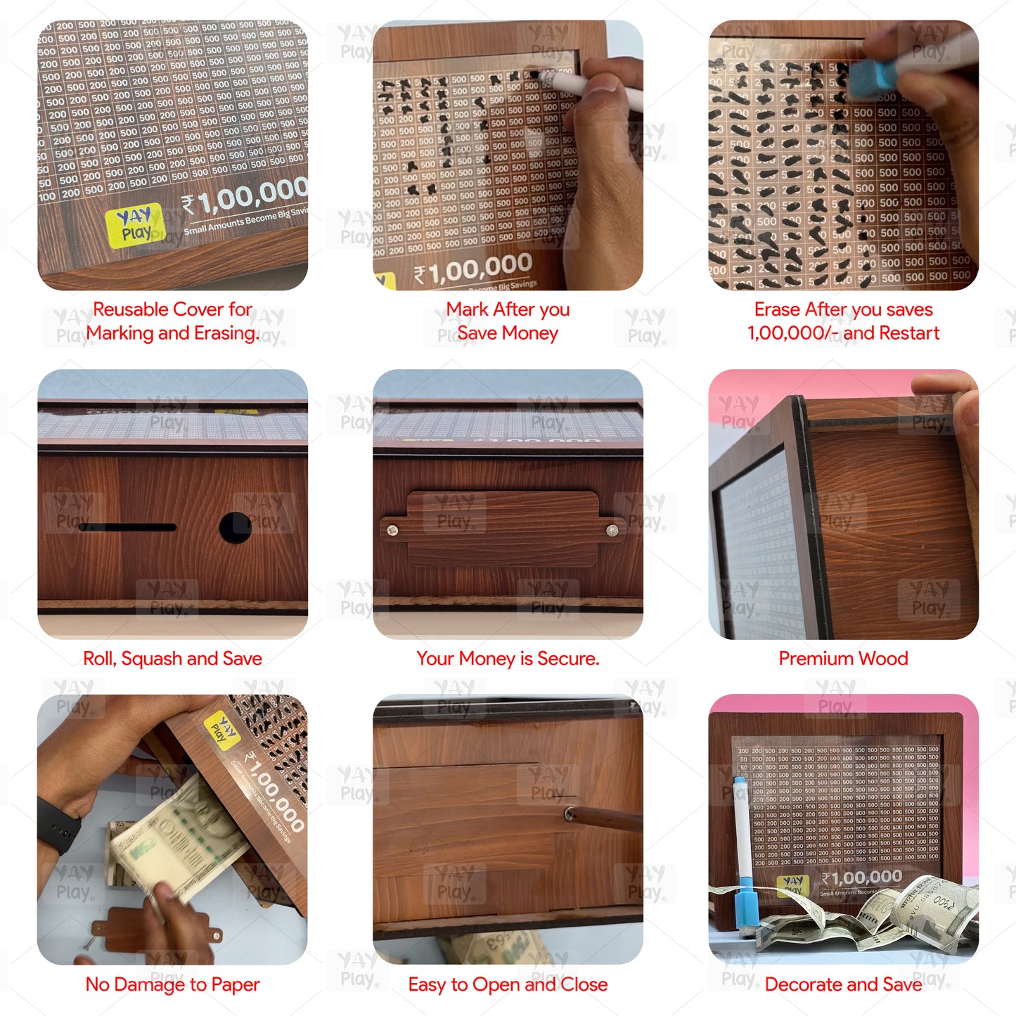 YaY Play 1,00,000 Rupees Money Saving Challenge Box- Reusable
