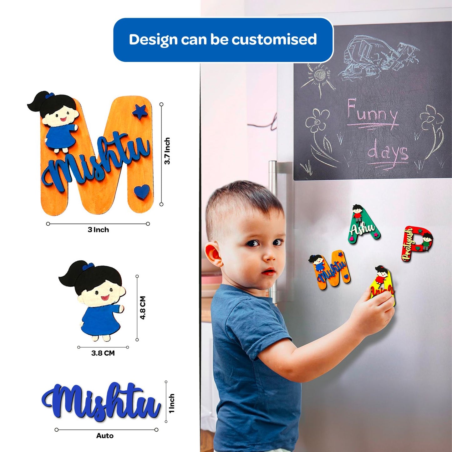 Personalised Monogram Fridge Magnets -Boys & Girl Theme