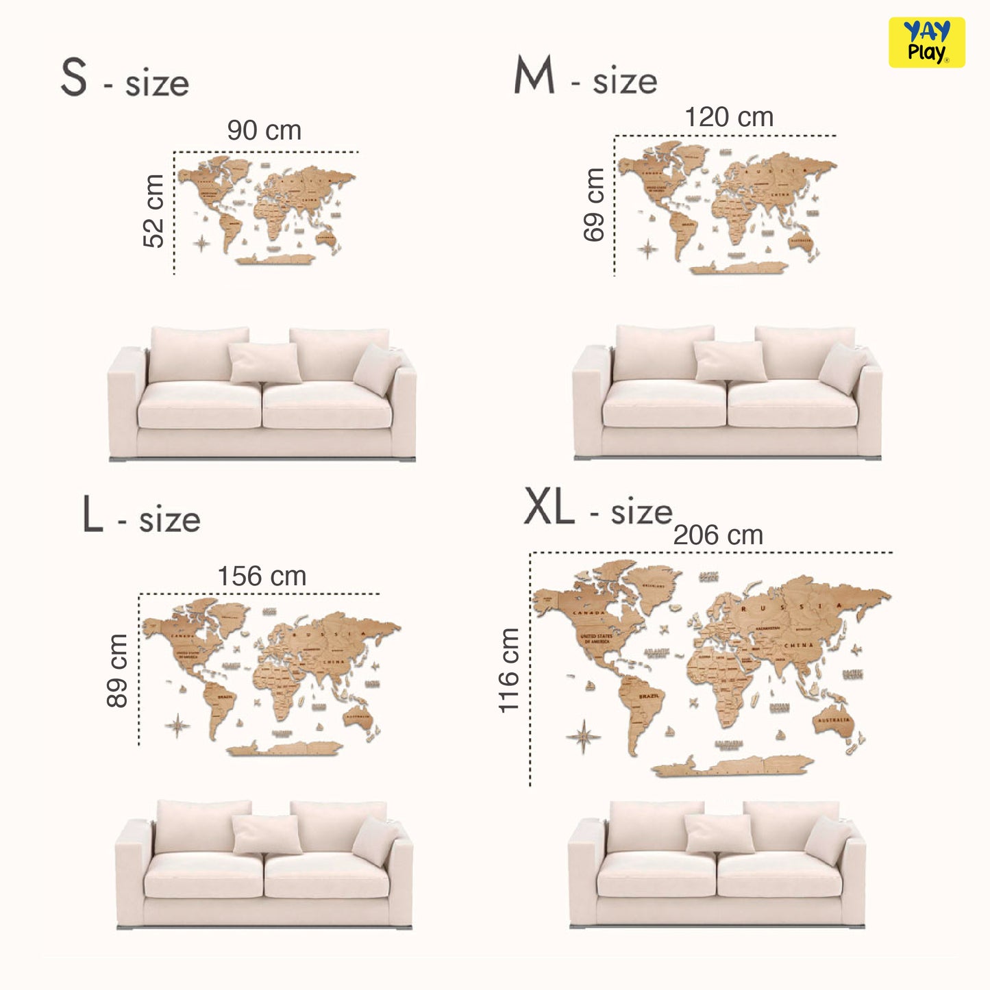 YAYPLAY 3d World Map (Third World countries)