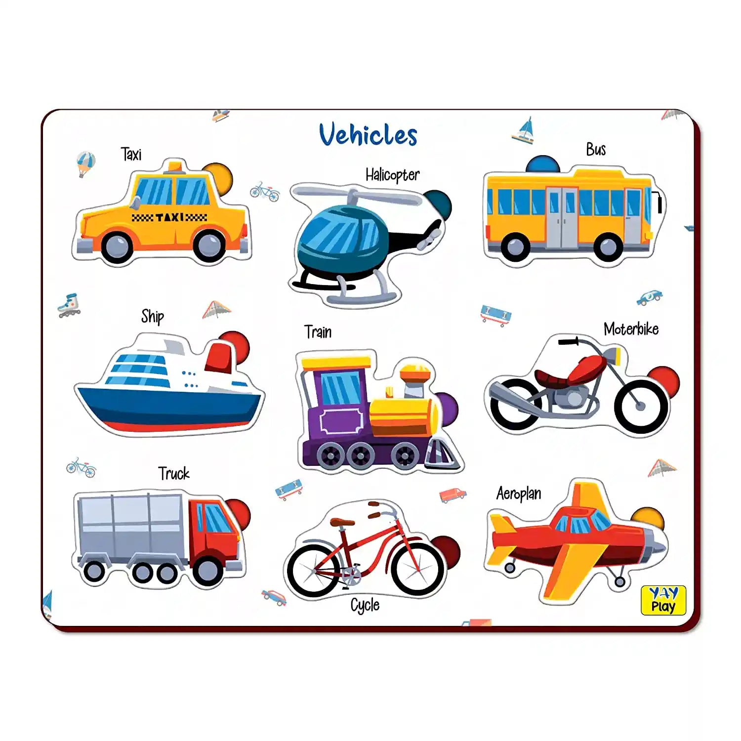 Transport Vehicle Shapes Wooden Puzzles 2+ Years – Mini Leaves – YaY Play