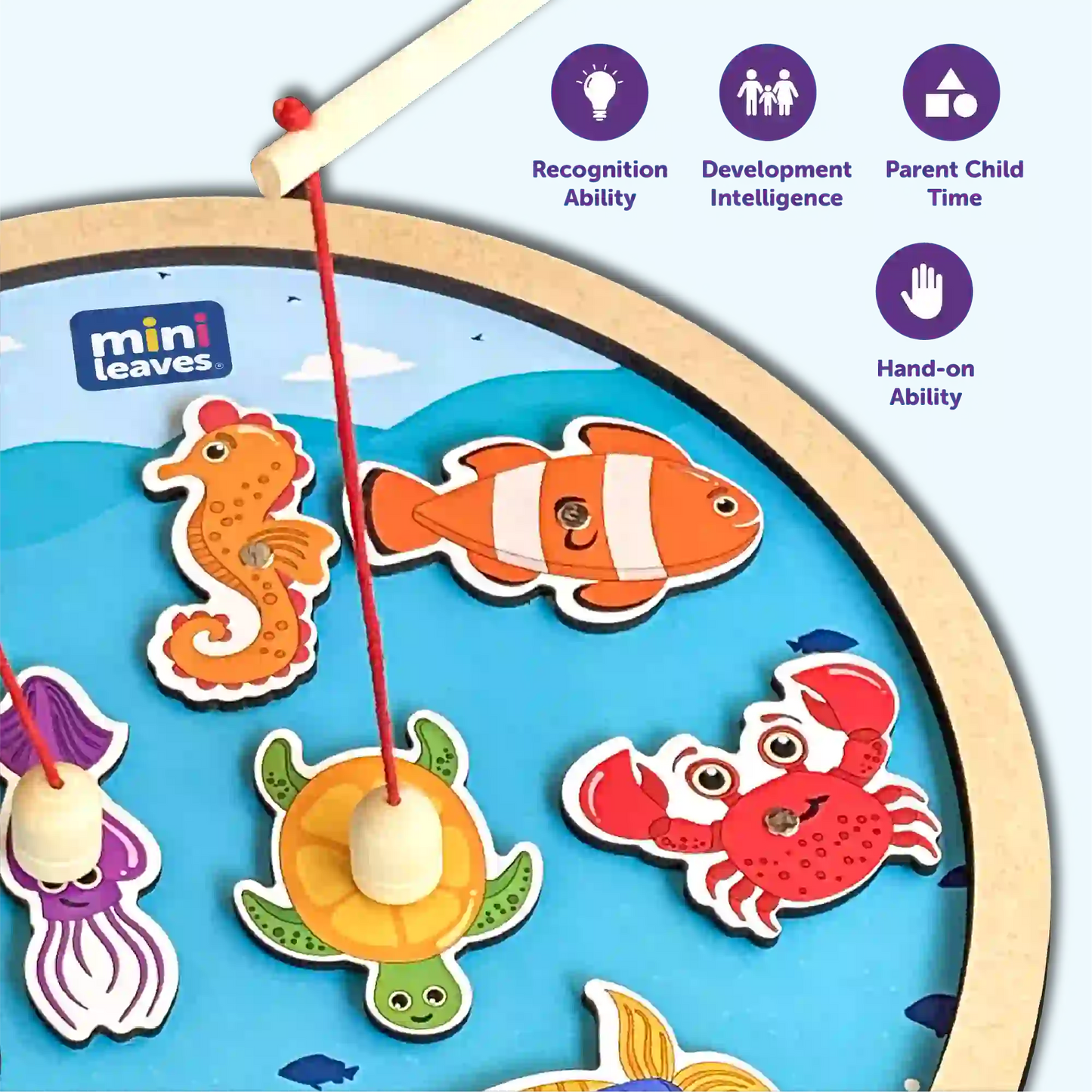 Fishing Game with magnetic poles round 3+ Years - Mini Leaves
