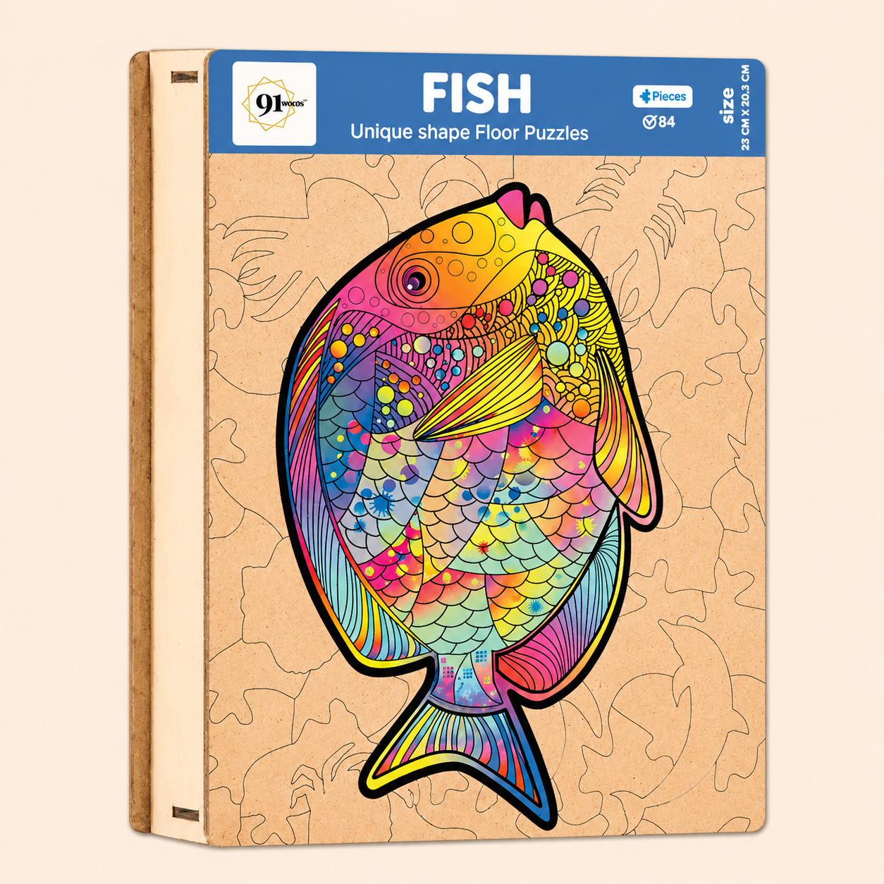 Fish Unique Shapes Wooden Puzzles 84 Pieces 6+ Age
