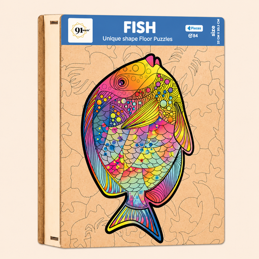 Fish Unique Shapes Wooden Puzzles 84 Pieces 6+ Age