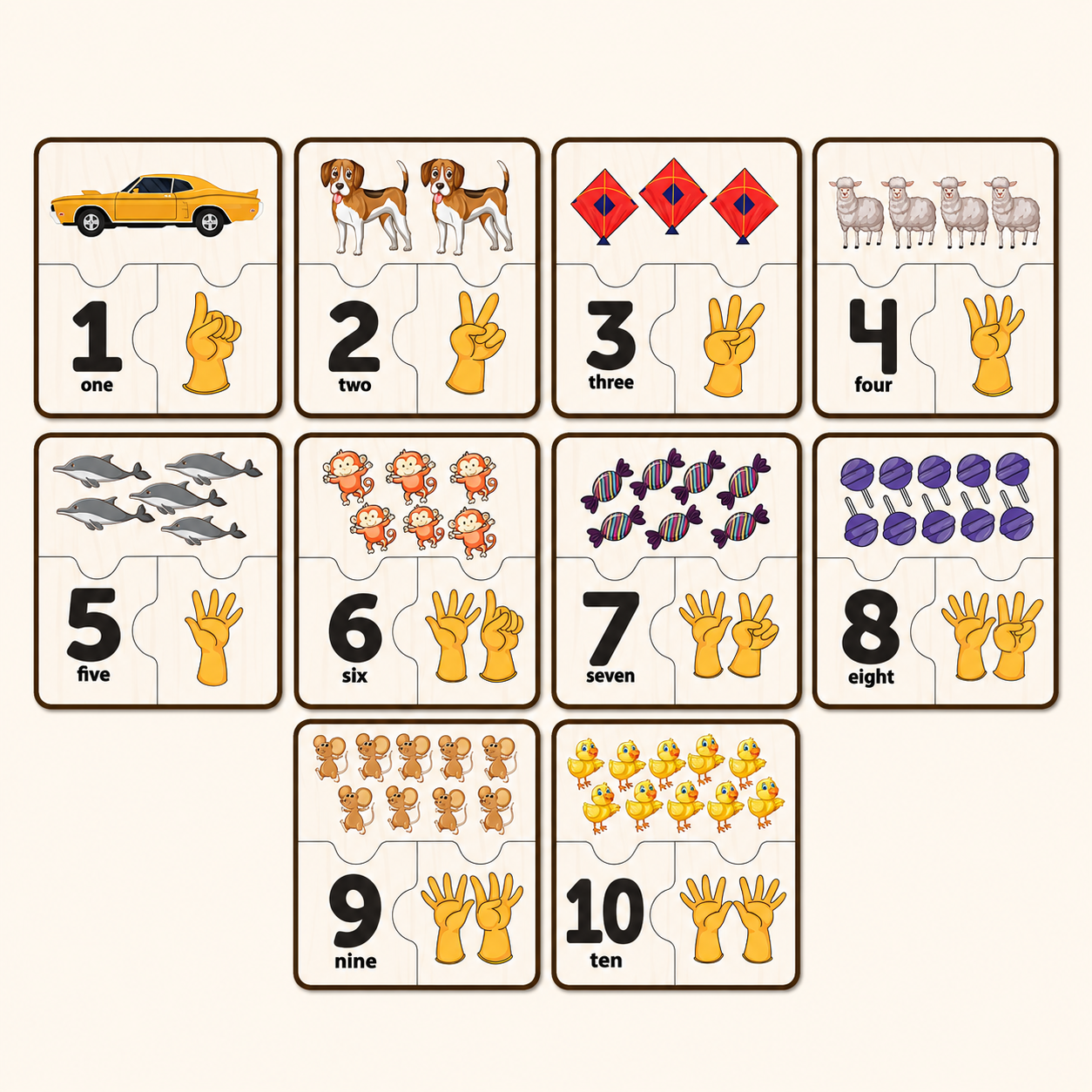 1-10 Number Matching Puzzles Self-Correcting Learning Numbers Puzzles