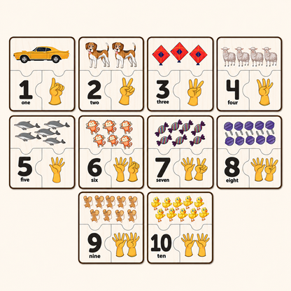 1-10 Number Matching Puzzles Self-Correcting Learning Numbers Puzzles