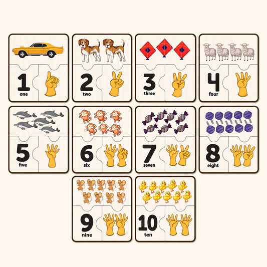 1-10 Number Matching Puzzles Self-Correcting Learning Numbers Puzzles