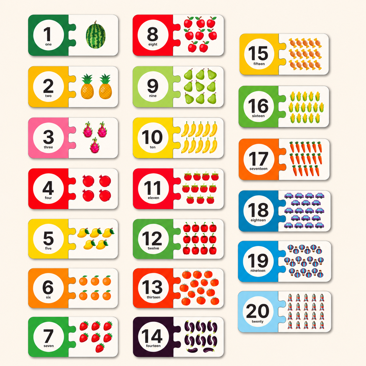 1-20 Number Matching Puzzle 3+ Years