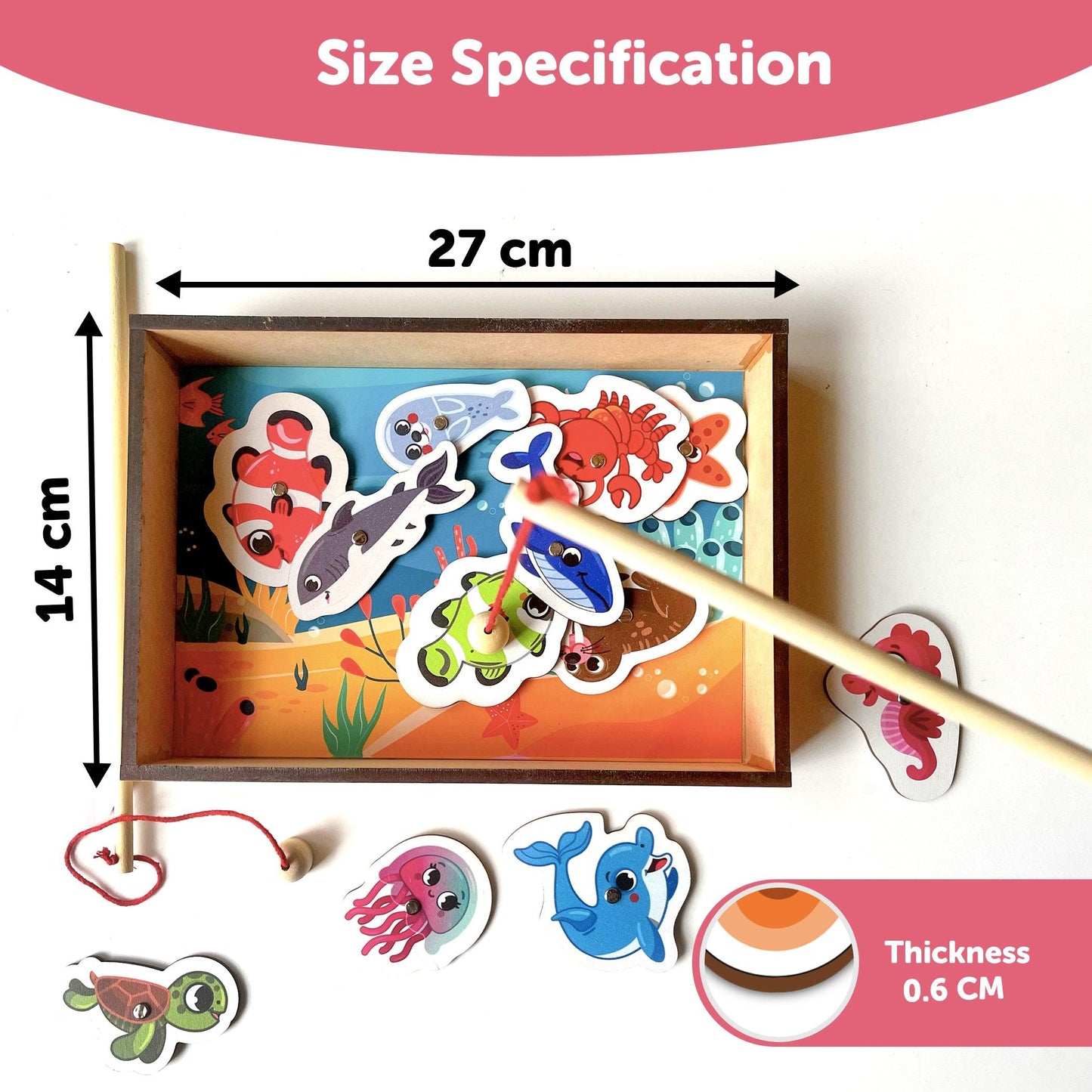 Wooden Magnetic Fishing Game for Kids 3+ Years - Mini Leaves