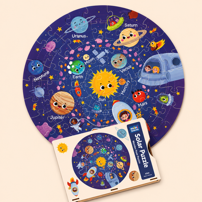 Solar Space 72 Pieces Wooden Round Floor Puzzles 4 Years+