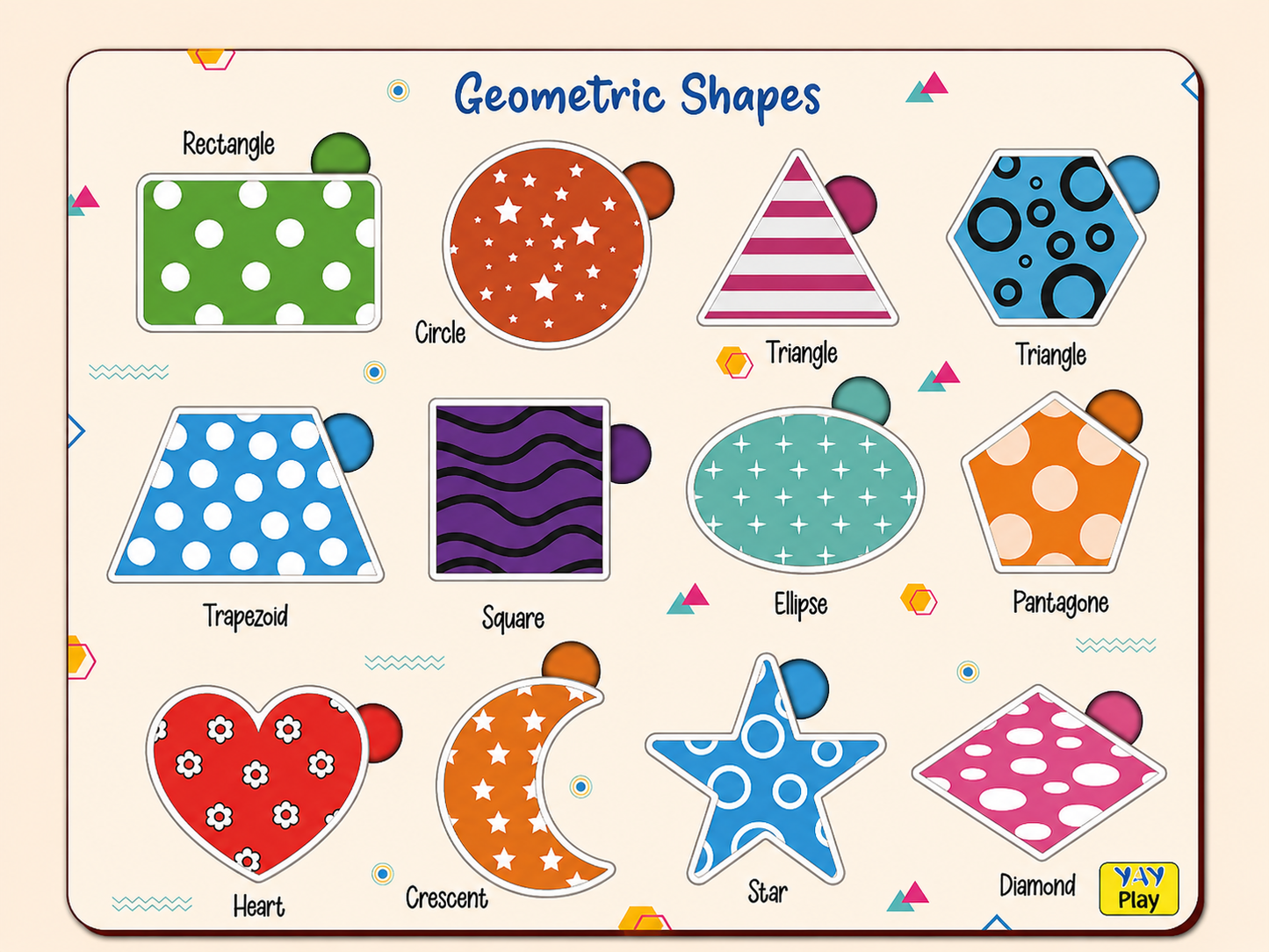 Geometric Shapes Wooden Puzzles 3+ Years