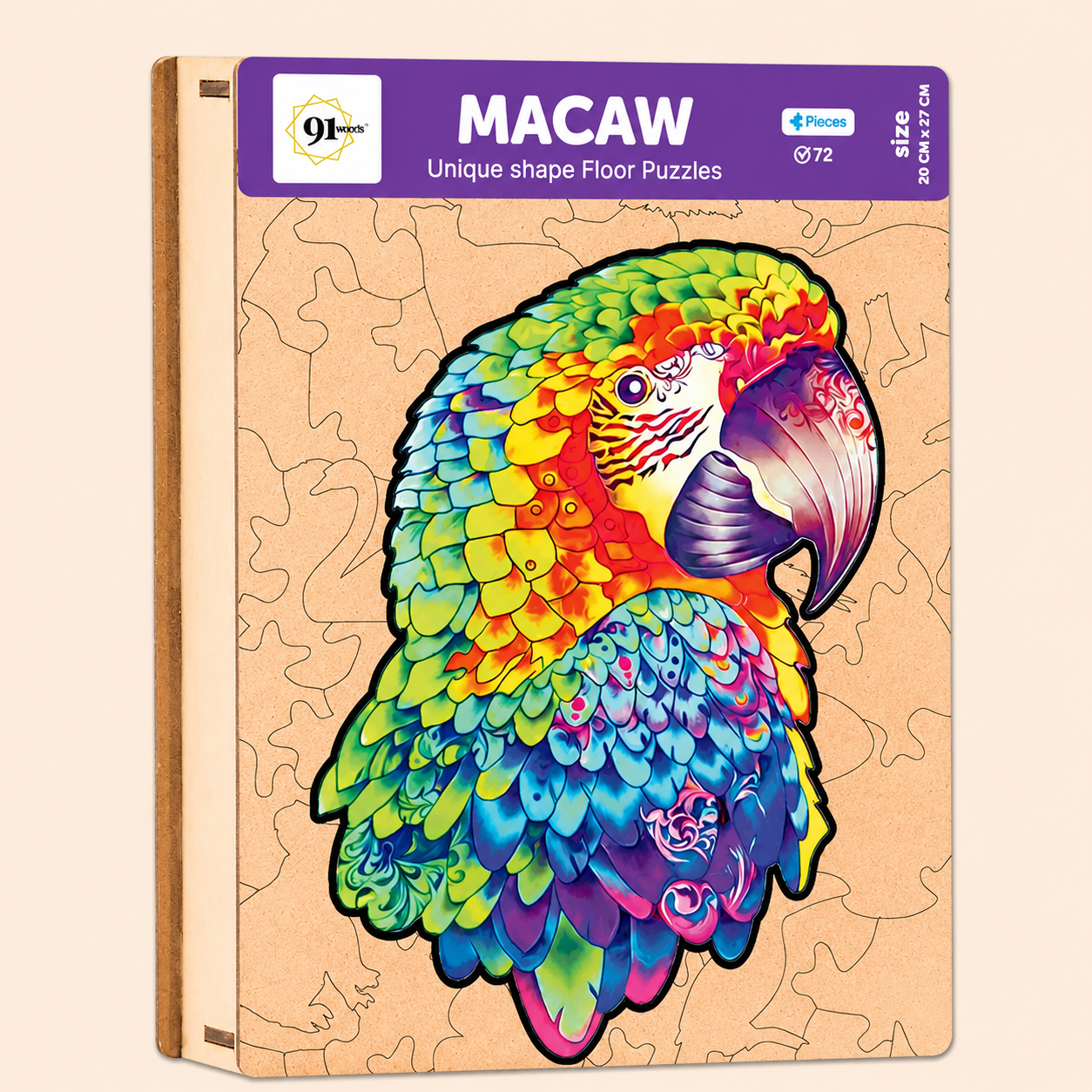 Macaw Unique Shapes Wooden Puzzles 72 pieces 6+ Age