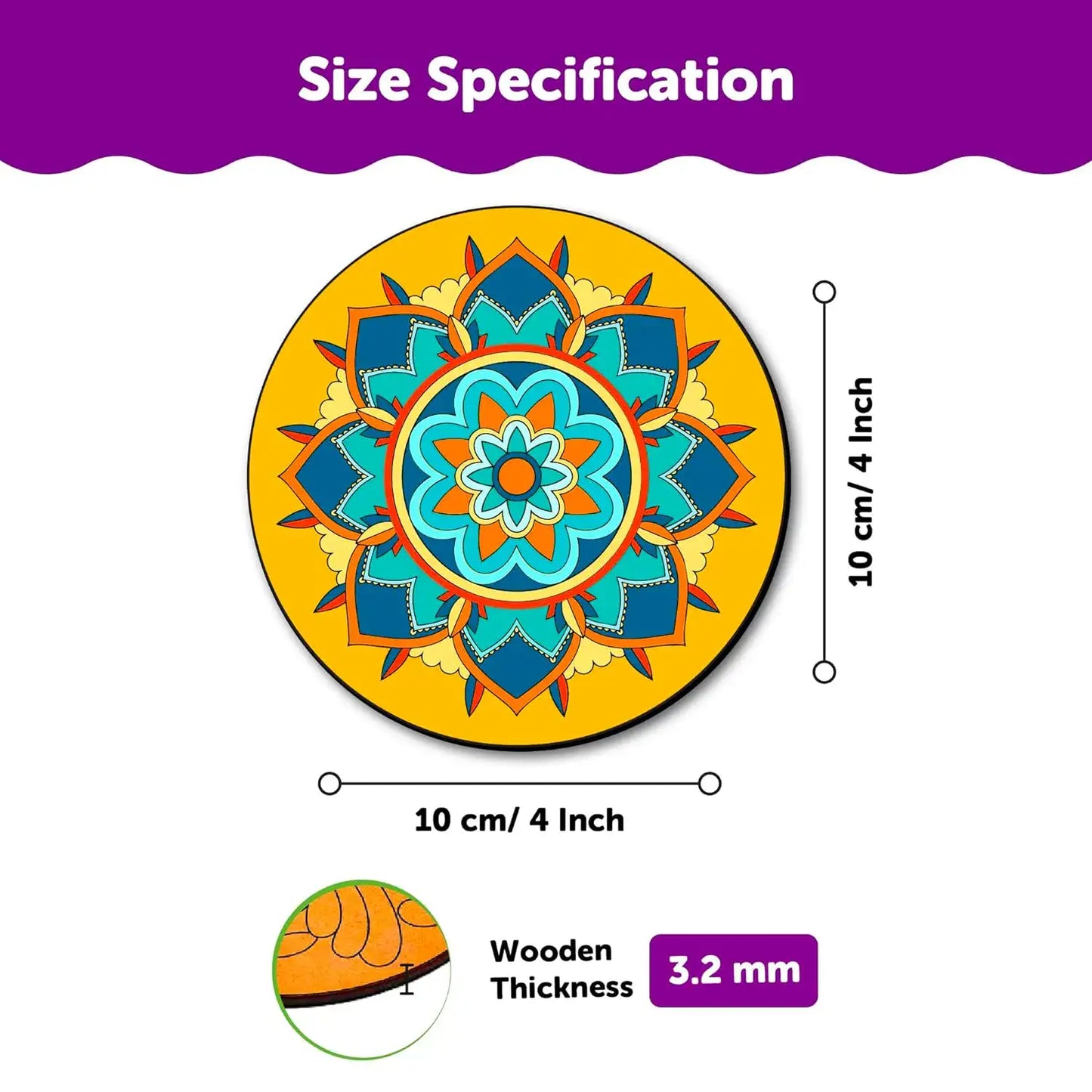 Mandala Painting Kit Tea Coaster Art and Craft Kit- Advanced Level 6+