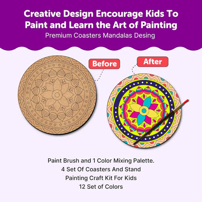 Mandala Painting Kit Tea Coaster Art and Craft Kit- Advanced Level 6+
