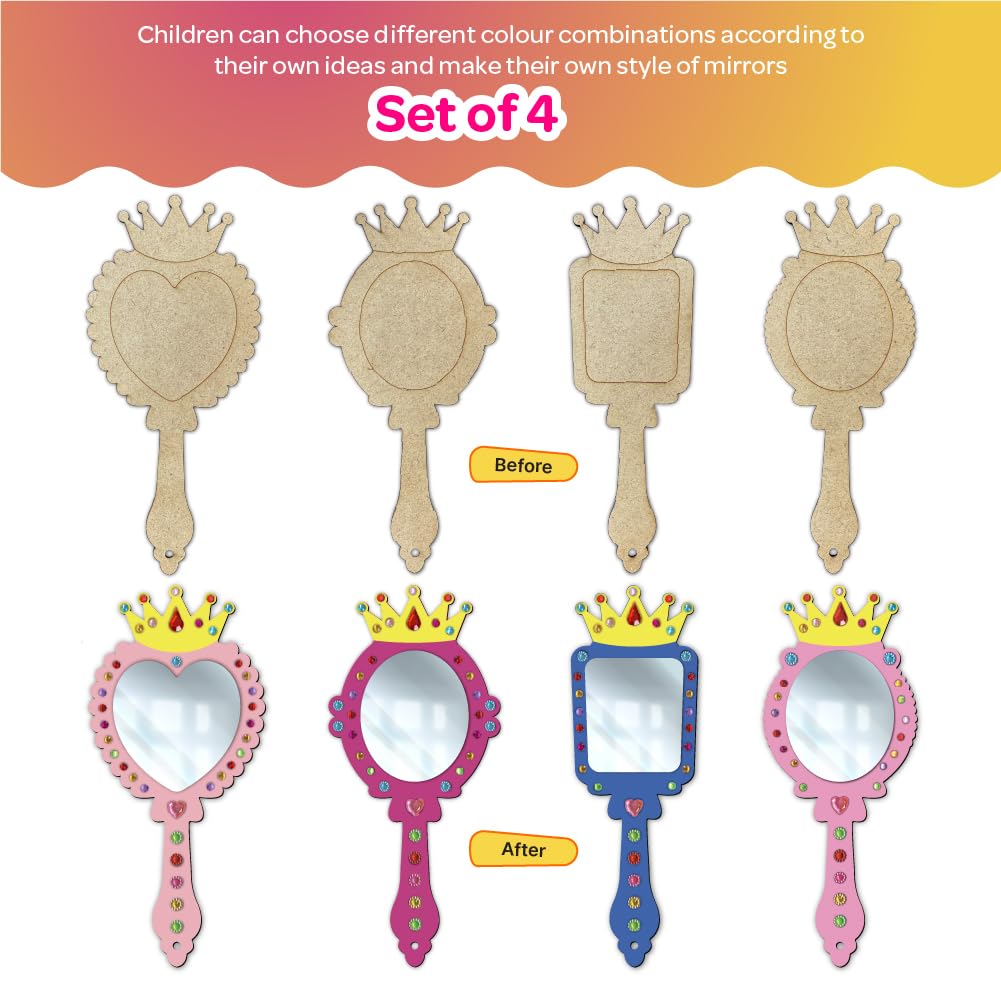 Decorate Your Own DIY Princess Mirrors Paint Art and Craft Kits for Girls age 6+ Set of 4