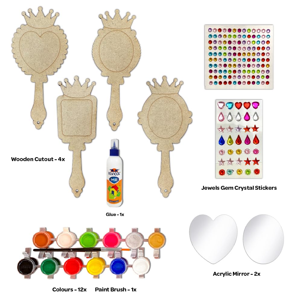 Decorate Your Own DIY Princess Mirrors Paint Art and Craft Kits for Girls age 6+ Set of 4