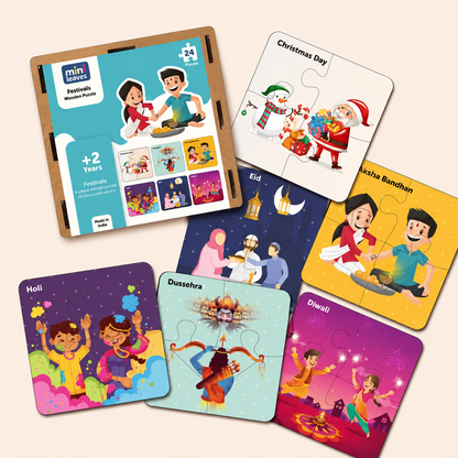Indian Festivals 4 Pieces Wooden Puzzles (2 - 4 Years)
