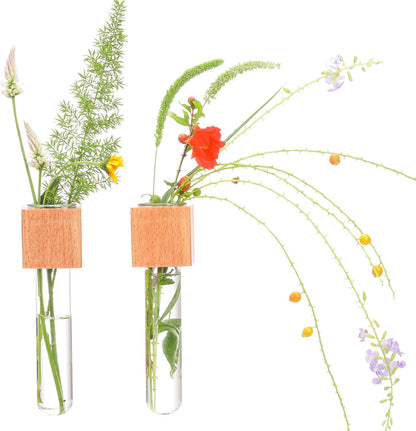 🌿 Mini Wooden Magnetic Glass Vase