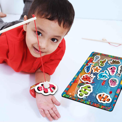 Magnetic Fishing game for kids 13 Pic A4 Size Tray - Mini Leaves