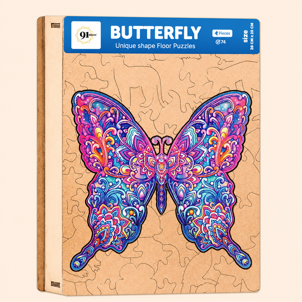Butterfly Unique Shape Wooden Puzzles 74 Pieces 6+ Age