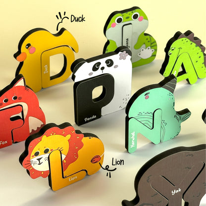 YaY Play A to Z Wooden Animal Alphabet Puzzles Set - 52 Pieces
