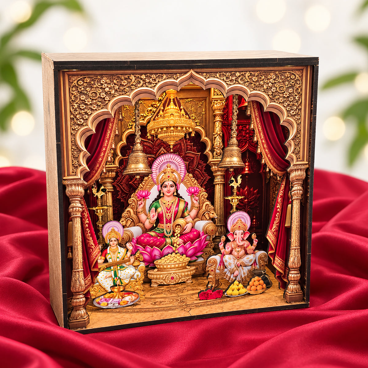 DIY 3D Diwali Mandir with LED Light – Laxmi Ji, Ganesh Ji & Saraswati Ji | Festive Gift & Décor
