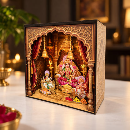 DIY 3D Diwali Mandir with LED Light – Laxmi Ji, Ganesh Ji & Saraswati Ji | Festive Gift & Décor