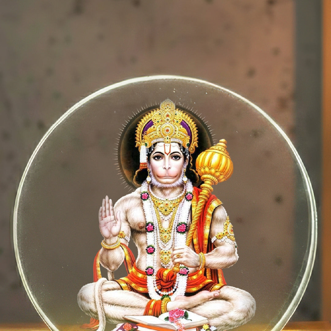 Hanuman with mace LED Light Lamp for Home Décor & Pooja | Divine Wooden Base Night Lamp – Yay Play