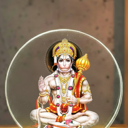 Hanuman with mace LED Light Lamp for Home Décor & Pooja | Divine Wooden Base Night Lamp – Yay Play