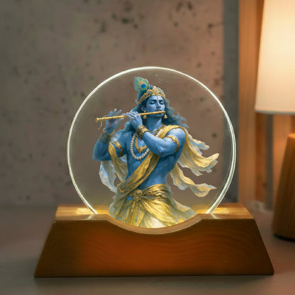 Krishna LED Light Lamp for Home Décor & Gifting | Spiritual Wooden Base Lamp – Yay Play