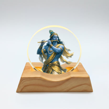 Krishna LED Light Lamp for Home Décor & Gifting | Spiritual Wooden Base Lamp – Yay Play