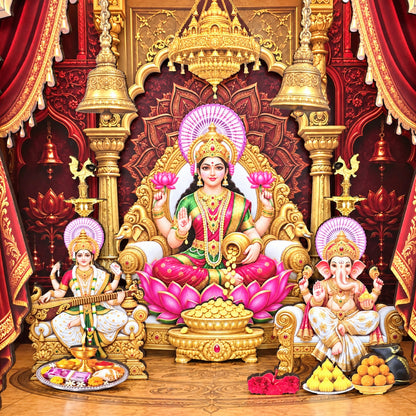 DIY 3D Diwali Mandir with LED Light – Laxmi Ji, Ganesh Ji & Saraswati Ji | Festive Gift & Décor