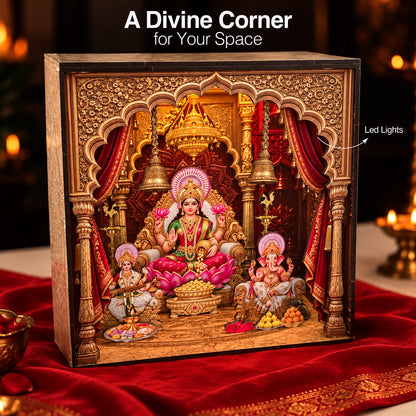 DIY 3D Diwali Mandir with LED Light – Laxmi Ji, Ganesh Ji & Saraswati Ji | Festive Gift & Décor
