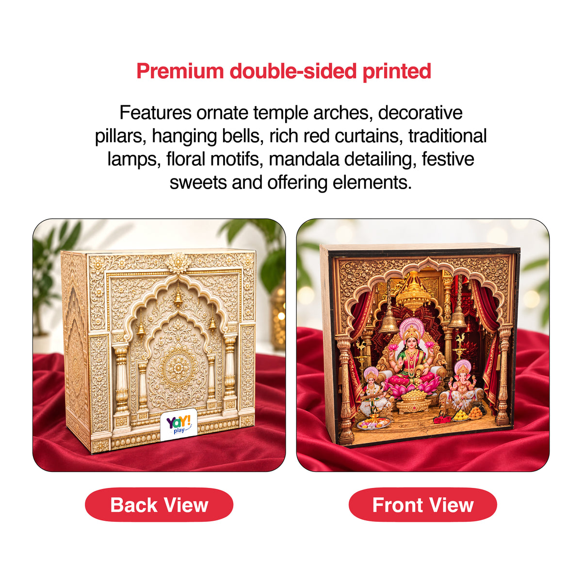 DIY 3D Diwali Mandir with LED Light – Laxmi Ji, Ganesh Ji & Saraswati Ji | Festive Gift & Décor