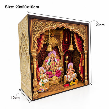 DIY 3D Diwali Mandir with LED Light – Laxmi Ji, Ganesh Ji & Saraswati Ji | Festive Gift & Décor