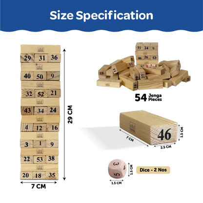 Jenga Wooden Block Tower Game 54 pieces 2 Dice 6+ Years