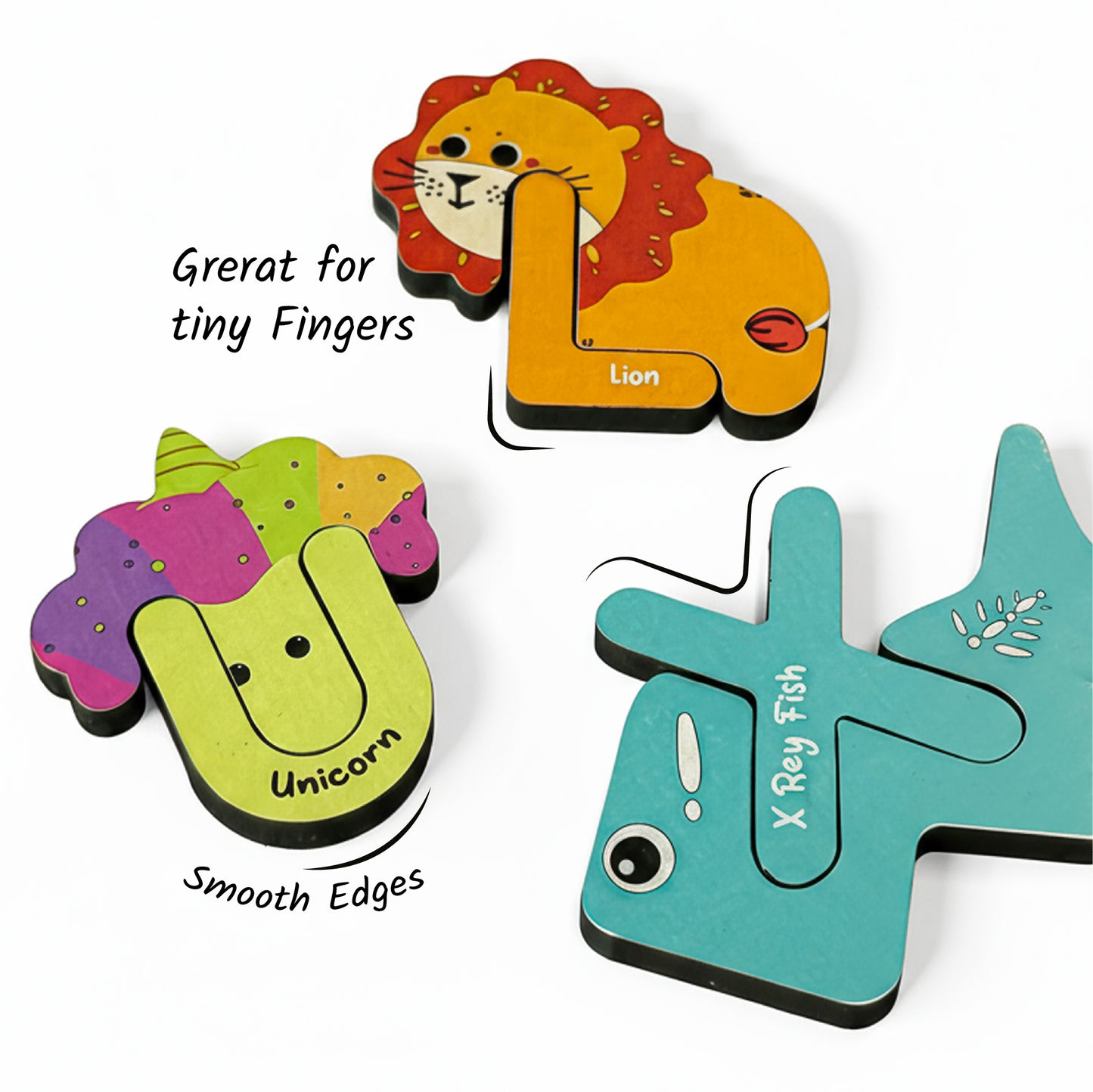 YaY Play A to Z Wooden Animal Alphabet Puzzles Set - 52 Pieces