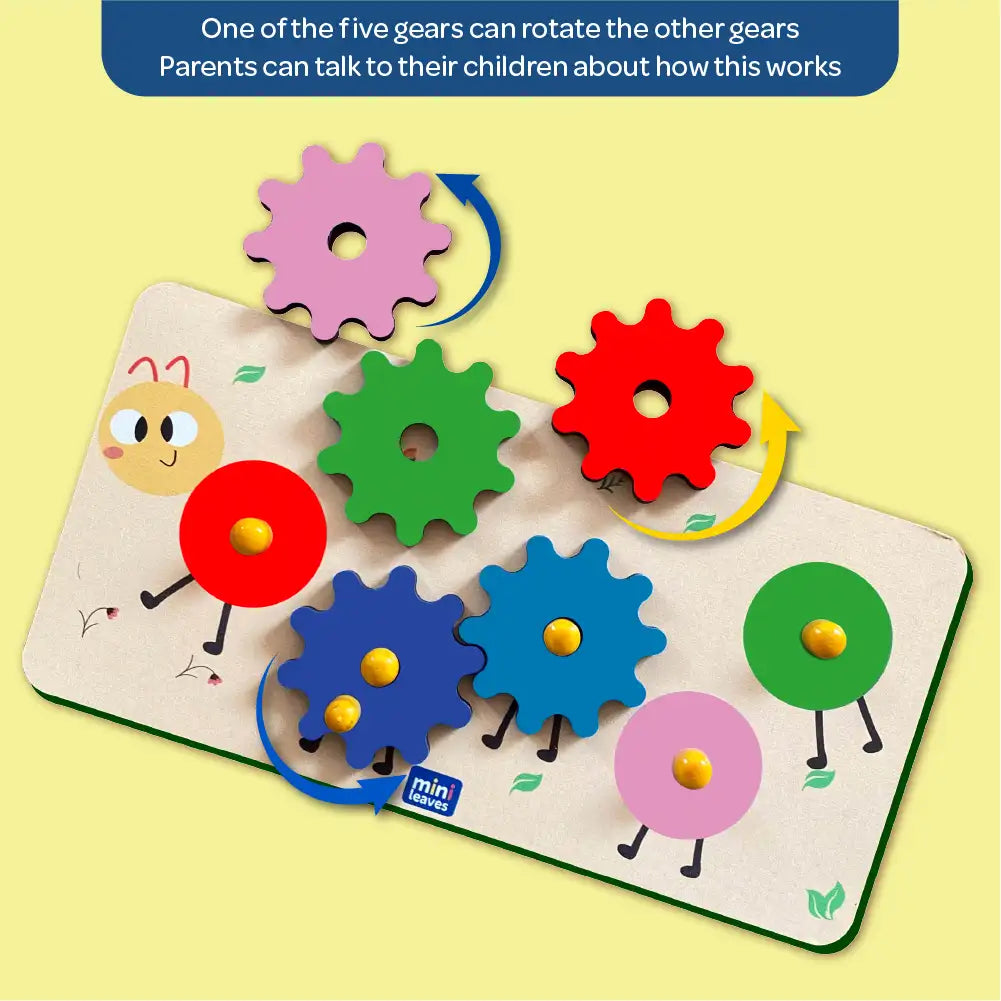 Walking Snail Wooden Gear Toys with 5 Interchangeable Gears for 2+ Years