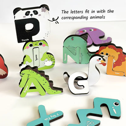 YaY Play A to Z Wooden Animal Alphabet Puzzles Set - 52 Pieces