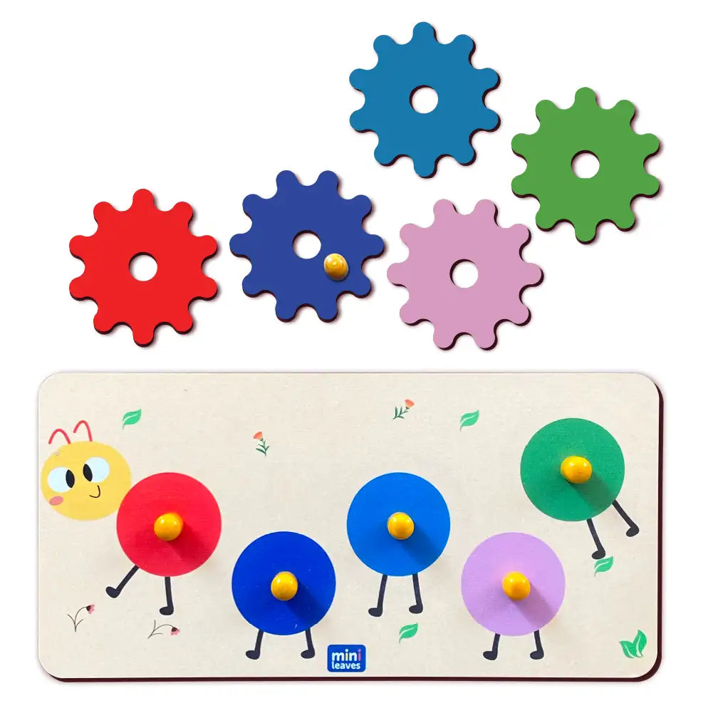 Walking Snail Wooden Gear Toys with 5 Interchangeable Gears for 2+ Years