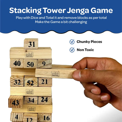 Jenga Wooden Block Tower Game 54 pieces 2 Dice 6+ Years
