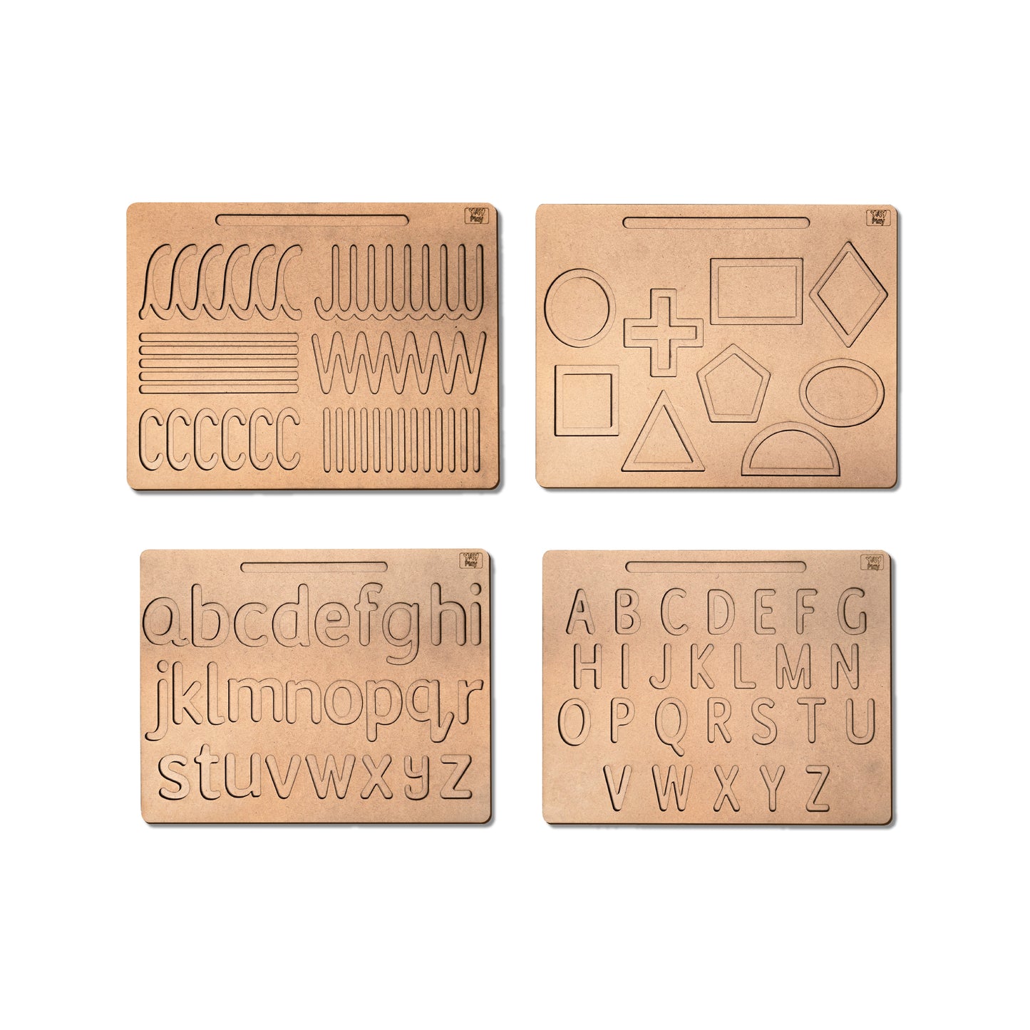 Educational Wooden Tracing Board for Kids Set of 4 Double Sided Board