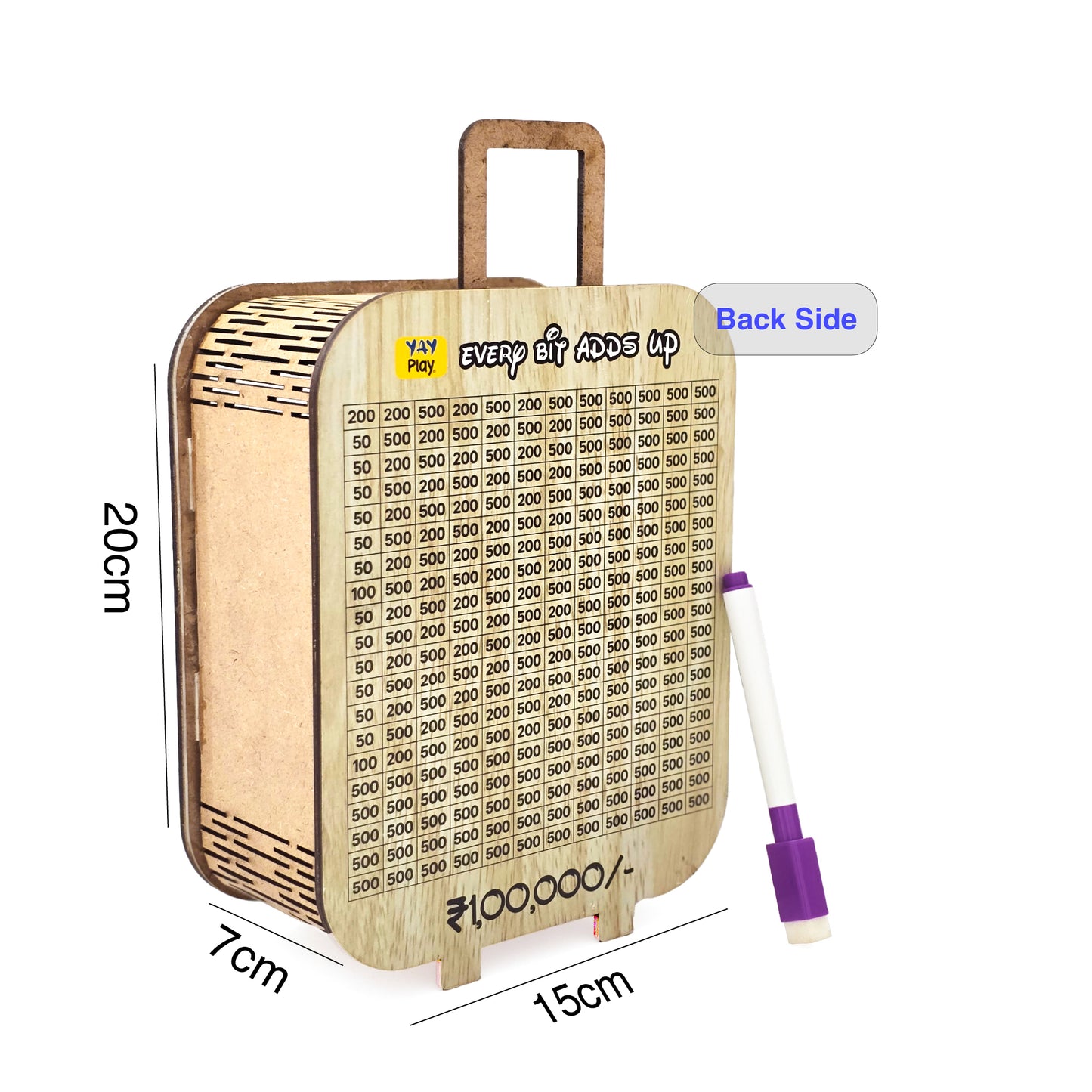 Money Saving Suitcase™ – Wooden Money Saving Box with ₹1 Lakh Tracker