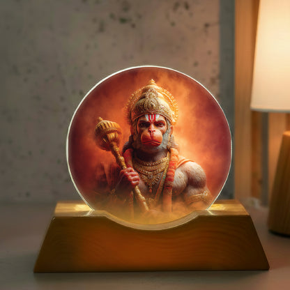 Hanuman Full Frame LED Light Lamp for Home Décor & Pooja | Spiritual Wooden Base Lamp – Yay Play