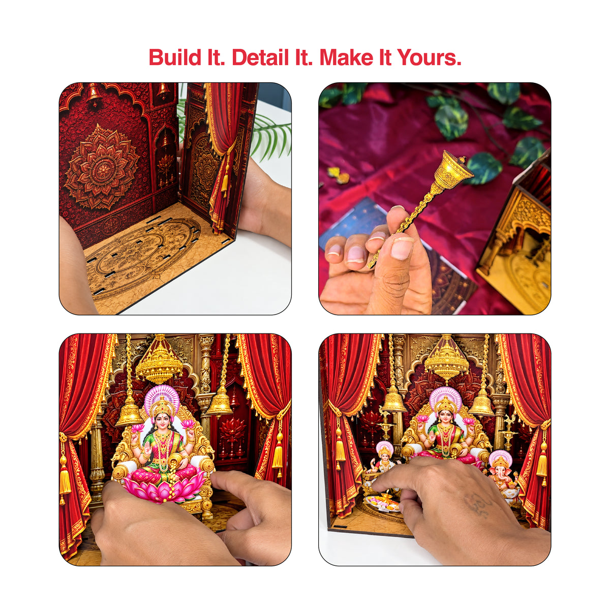 DIY 3D Diwali Mandir with LED Light – Laxmi Ji, Ganesh Ji & Saraswati Ji | Festive Gift & Décor