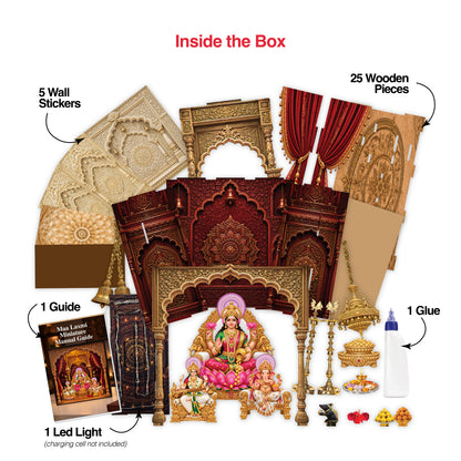 DIY 3D Diwali Mandir with LED Light – Laxmi Ji, Ganesh Ji & Saraswati Ji | Festive Gift & Décor