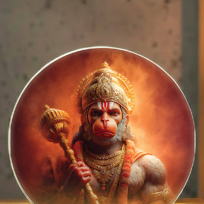 Hanuman Full Frame LED Light Lamp for Home Décor & Pooja | Spiritual Wooden Base Lamp – Yay Play