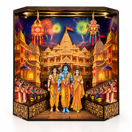 DIY 3D Ram Mandir Miniature with LED Light | Ram Ji, Sita Ji & Laxman | Diwali Gift & Décor